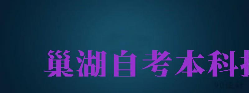 巢湖自考本科报名（巢湖自考本科报名时间）