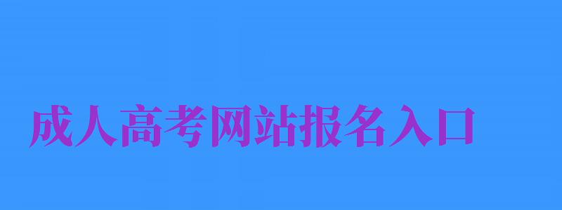 成人高考网站报名入口（成人高考网站报名入口官网）