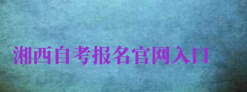 湘西自考报名官网入口（湘西自考报名官网入口网址）