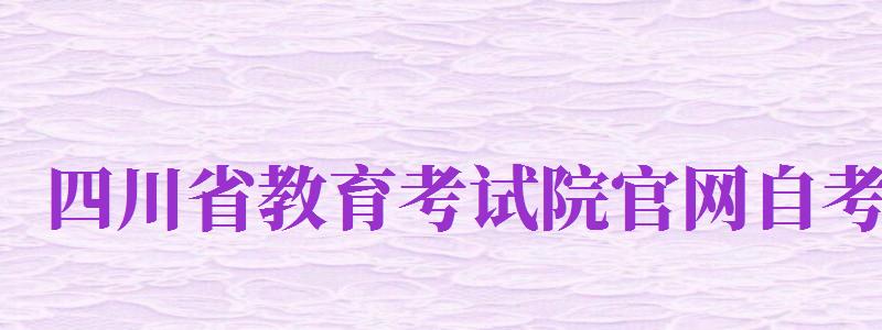 四川省教育考试院官网自考（四川省教育考试院官网自考报名）