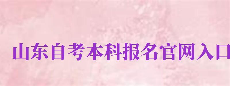 山东自考本科报名官网入口（山东自考本科报名官网入口2024）