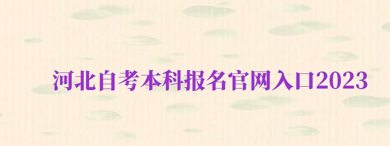 河北自考本科报名官网入口2024