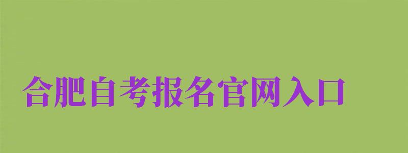 合肥自考报名官网入口（合肥自考报名官网入口网址）